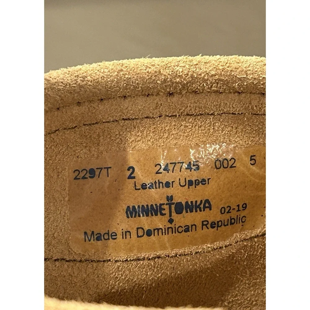 Minnetonka Brown Zip Double Fringe Ankle Bootie/Moccasin‎ Style Big Kid Size 2